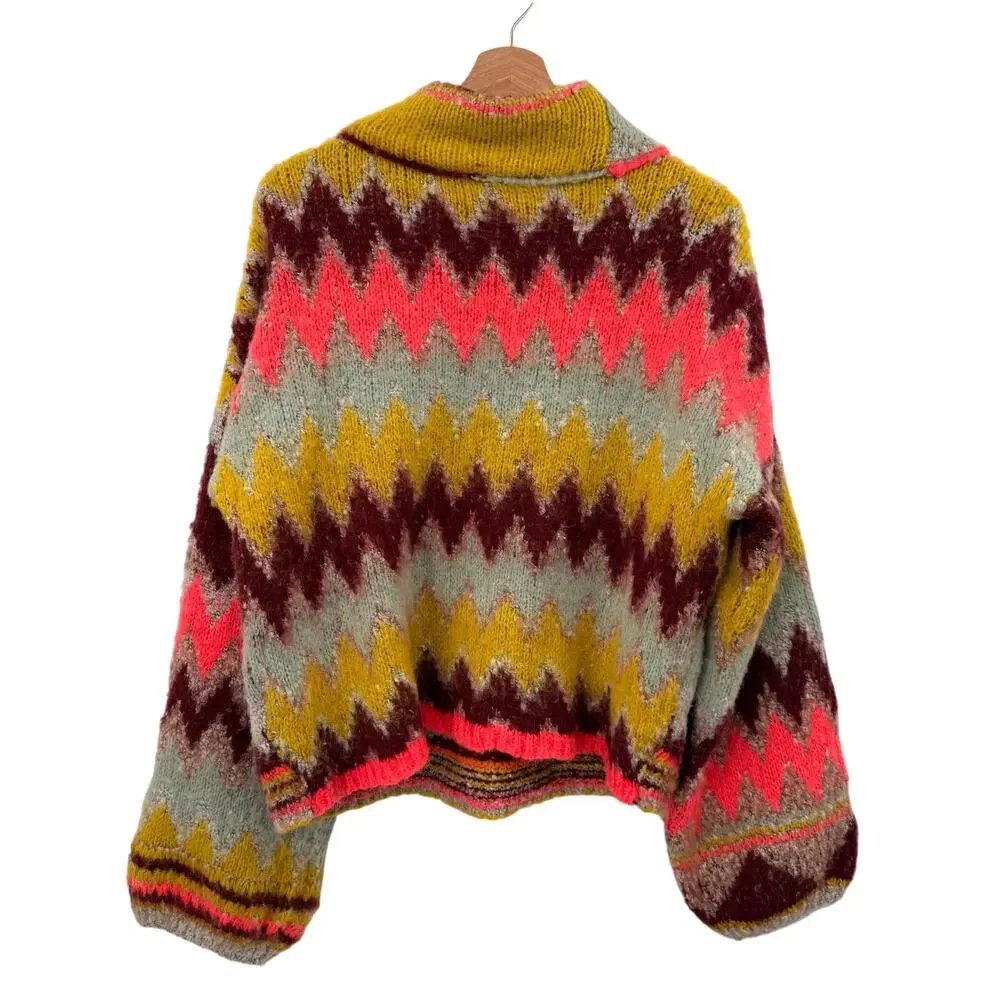 Free People RARE imagine colorful chunky knit sweater